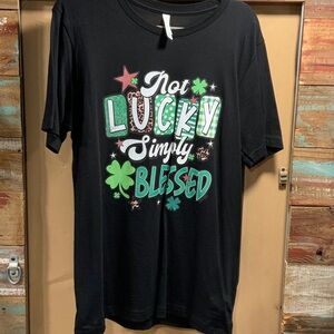 NEW Black Graphic Tee with Lucky Print